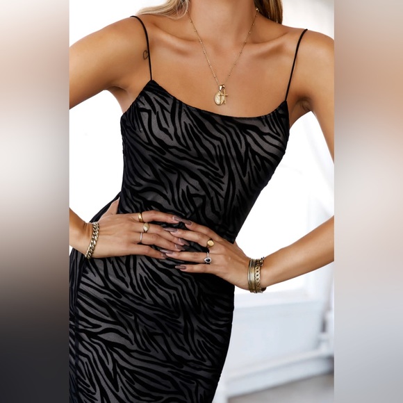 NWT - Women's Sleeveless Bodycon Black Zebra Midi Slip Dress Wild Fable - Picture 3 of 11